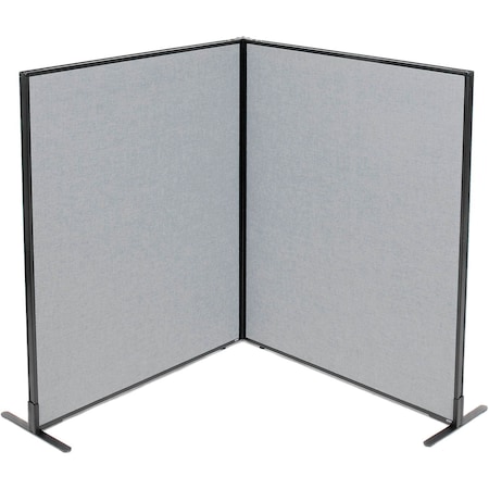 Interion By Global Industrial Interion Freestanding 2-Panel Corner Room Divider, 48-1/4inW x 60inH Panels, Gray 695031GY